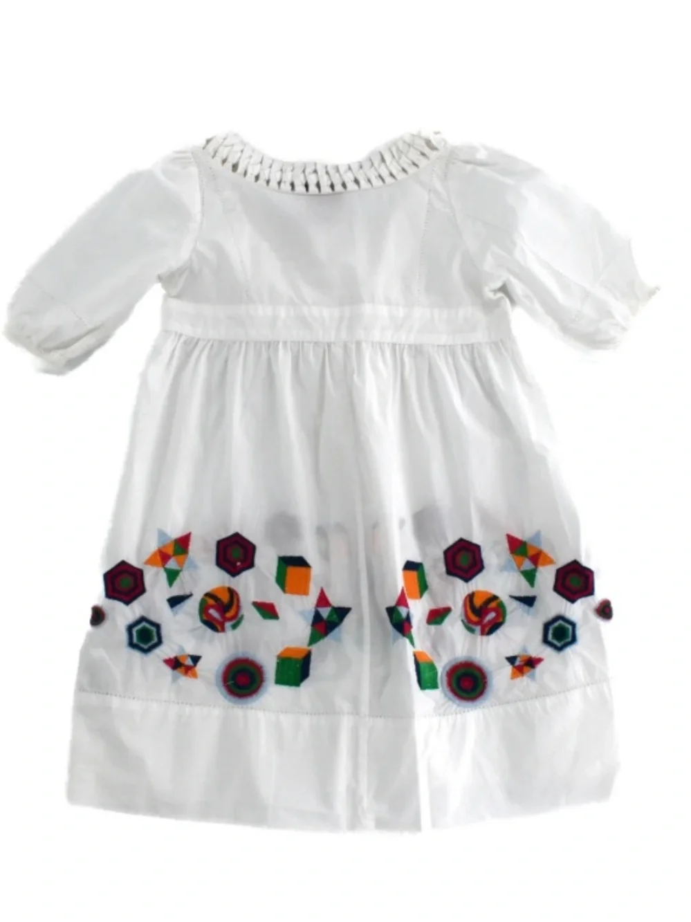 Oilily Crisp White Cotton Dress with Colorful Embroidery EUC - Picture 2 of 8